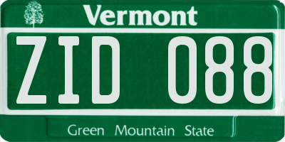 VT license plate ZID088