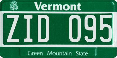 VT license plate ZID095