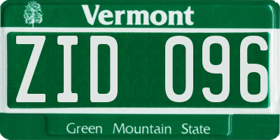 VT license plate ZID096