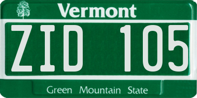 VT license plate ZID105