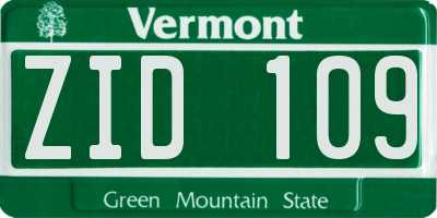 VT license plate ZID109
