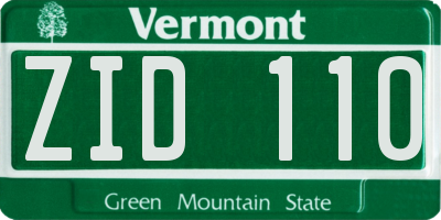 VT license plate ZID110