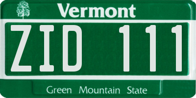 VT license plate ZID111