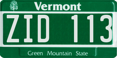 VT license plate ZID113