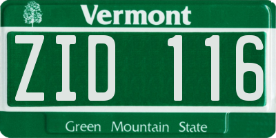 VT license plate ZID116