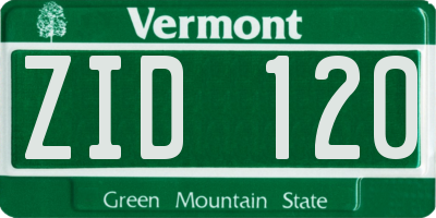 VT license plate ZID120