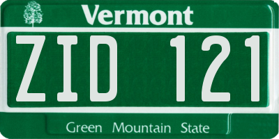 VT license plate ZID121