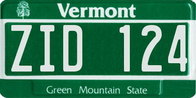 VT license plate ZID124
