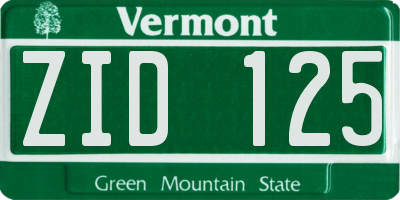 VT license plate ZID125