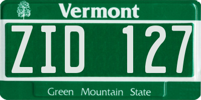 VT license plate ZID127