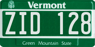 VT license plate ZID128