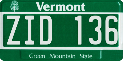 VT license plate ZID136