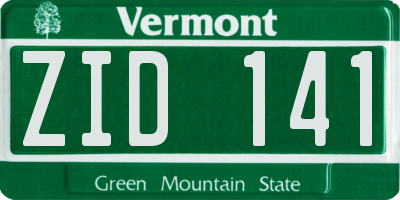 VT license plate ZID141