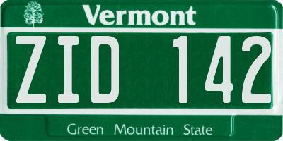 VT license plate ZID142