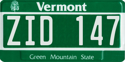 VT license plate ZID147