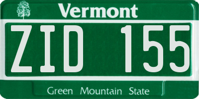 VT license plate ZID155