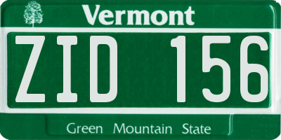 VT license plate ZID156