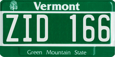 VT license plate ZID166