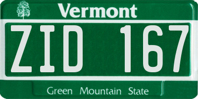 VT license plate ZID167