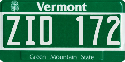 VT license plate ZID172