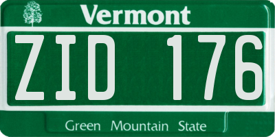 VT license plate ZID176