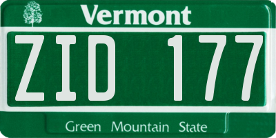 VT license plate ZID177