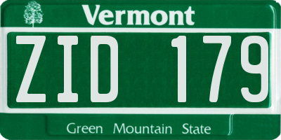 VT license plate ZID179