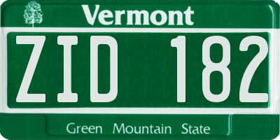 VT license plate ZID182