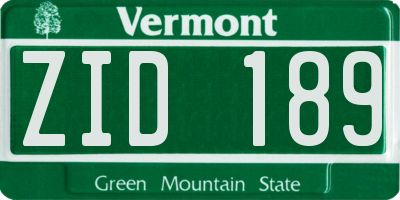 VT license plate ZID189