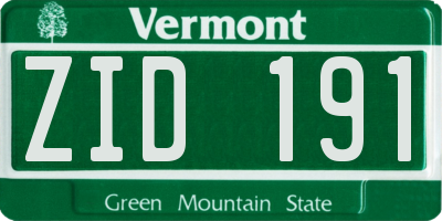 VT license plate ZID191