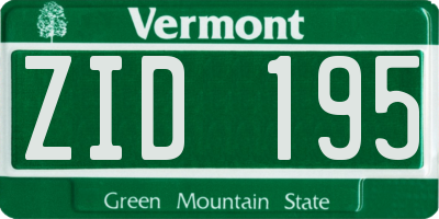 VT license plate ZID195