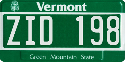 VT license plate ZID198
