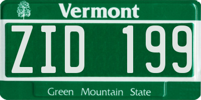 VT license plate ZID199