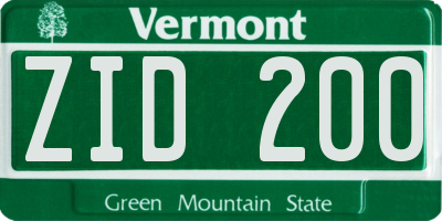 VT license plate ZID200