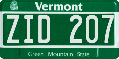 VT license plate ZID207