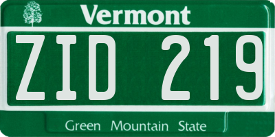 VT license plate ZID219