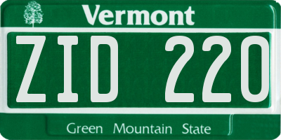 VT license plate ZID220