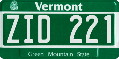 VT license plate ZID221