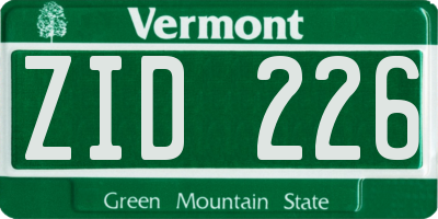 VT license plate ZID226