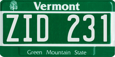 VT license plate ZID231