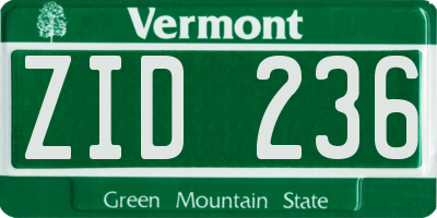 VT license plate ZID236