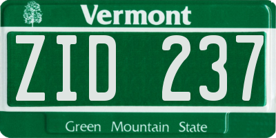 VT license plate ZID237