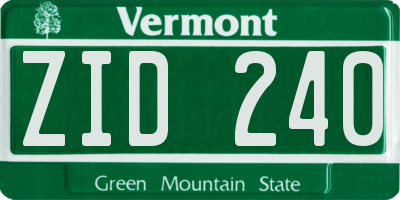 VT license plate ZID240