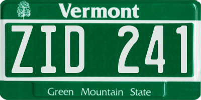 VT license plate ZID241