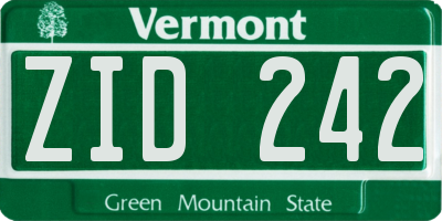 VT license plate ZID242
