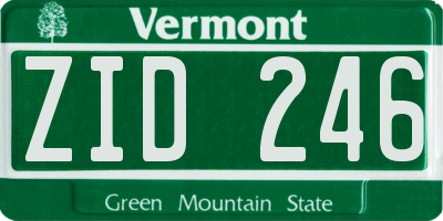 VT license plate ZID246