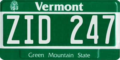 VT license plate ZID247