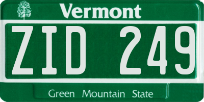 VT license plate ZID249
