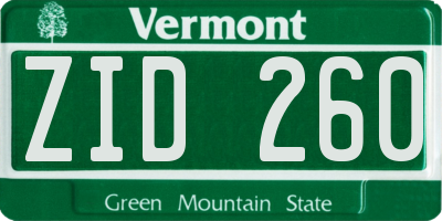 VT license plate ZID260