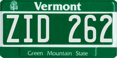 VT license plate ZID262